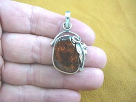 P45-12) 9,7 grams Baltic AMBER oval .925 Sterling SILVER leaf PENDANT Jewelry - £81.45 GBP