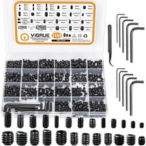 Vigrue 1105Pcs 25 Sizes Metric &amp; Sae Set Screw Assortment Kit Internal H... - $34.08