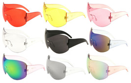 Alps Rimless Oversized Shield Mono Lens Futuristic Sunglasses Goggles One Piece - £5.49 GBP