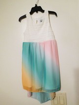 Dress Girls Rare Editions White Bodice With Pastel Silky Skirt Sz 5 Nwt - £23.91 GBP