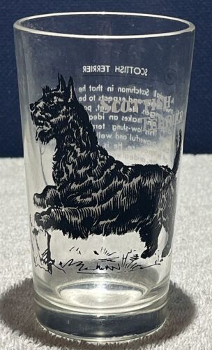 Vtg 1950&#39;s Boscul Peanut Butter Jar Dog Breeds 5&quot; Water Glass Scottish T... - $14.85