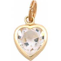 14K Gold Heart Charm April Birthstone Love Jewelry - £18.07 GBP