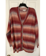 Loft Sweater Shawl Cardigan Pink/Gray Striped Button Down Soft Women&#39;s S... - $23.07