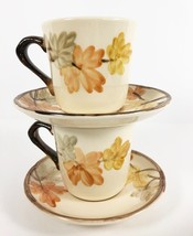 Vintage Franciscan October 2 Sets Cup And Saucers Usa Hand Painted Autumn Leaves - £15.91 GBP