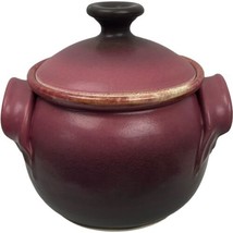 Dryden Pottery Hot Springs Arkansas Bean Pot &amp; Lid Handmade Mauve Pink Glaze - £56.05 GBP