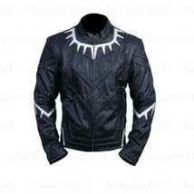 New Men&#39;s Handmade Black Panther Movie Biker Genuine Cowhide Leather Jac... - $152.99+