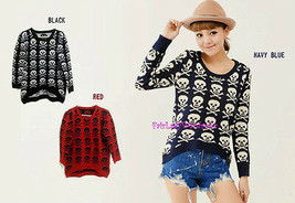 Japan High Low Skull Head Intarsia Knit Sweater! Free US SHipping - £8.84 GBP