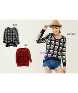 Japan High Low Skull Head Intarsia Knit Sweater! Free US SHipping - £8.85 GBP