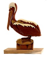 Pelican Sea Bird Seashore Table Top Decor Intarsia Wood Figurine New - £29.23 GBP
