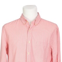 J Crew Pink White Summer Check Long Sleeve Casual Shirt Mens Large 100% Cotton - £11.86 GBP
