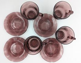 ForteCrisa Mexico Amethyst Glass Sunflower 20pc Dinnerware Set Plates Bowls Cups image 11