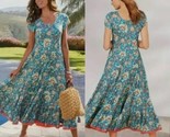 Soft Surroundings Kara Tiered Maxi Dress Size Small Floral Cottagecore B... - £47.56 GBP