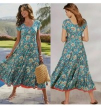 Soft Surroundings Kara Tiered Maxi Dress Size Small Floral Cottagecore B... - $60.45