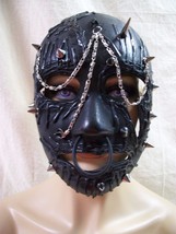 Black Night of Darkness Mask Pierced Chains Spikes Melted Apocalyptic Warrior - £23.39 GBP