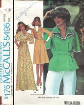 Misses' DRESS or TOP Vintage 1977 McCall's Pattern 5495 Size 18 UNCUT - $12.00