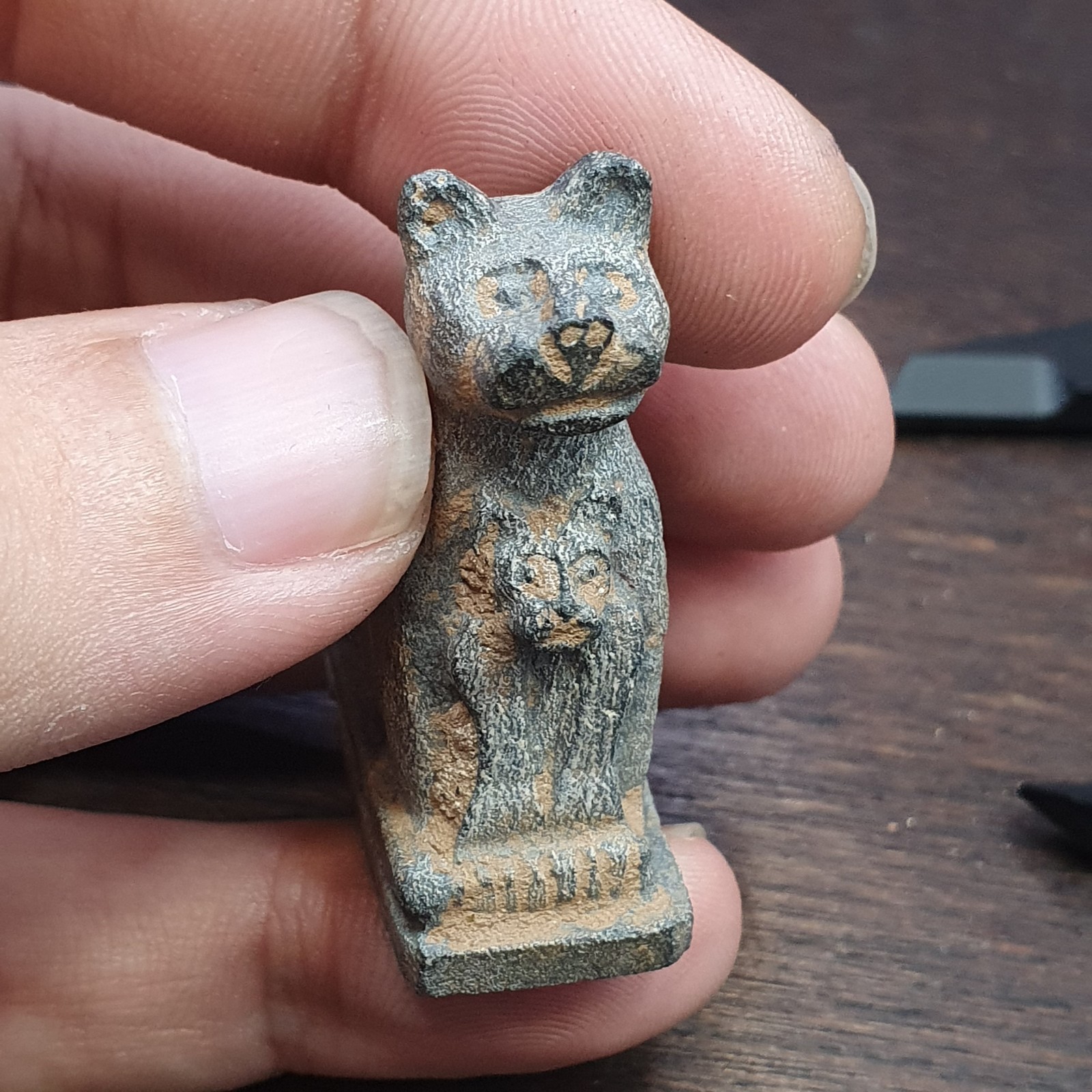 Antica statuetta animale in pietra gatti misteriosi animali perline amuleto Item image 11