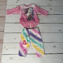 Komar Kids 18&quot; Doll Pink Unicorn Ruffled Top &amp; Tie-Dye Heart Leggings Set - £10.77 GBP