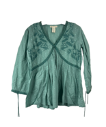 Indigo Thread Co Green Embroidered Boho Peasant Blouse Womens Size Small - €19,04 EUR