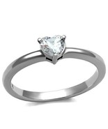 Heart Shaped CZ Ring Stainless Steel TK316 - $277.32 MXN