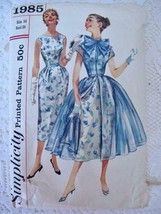 Vtg 1957 Simplicity Pattern 1985 Misses Wiggle Dress &amp; Overdress Coat 14 34 Bust - £31.31 GBP