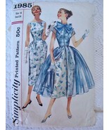 Vtg 1957 Simplicity Pattern 1985 Misses Wiggle Dress &amp; Overdress Coat 14... - £31.59 GBP