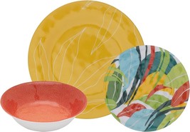 Melamine Dinnerware Set For 4 Modern Dishes Plates Bowls Multicolor Flor... - £47.15 GBP