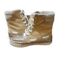 Sperry Boots Womens Size 10 Top Sider Corduroy Glitter Gold Lace Ups - £18.73 GBP
