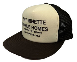 Vintage Bay Minette Mobile Homes Hat Cap Snap Back Brown Mesh Trucker Speedway - £15.56 GBP