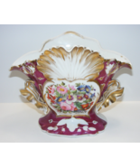 Vintage Porcelain Pottery 11&quot; Tall Jardiniere Pot Planter Gold Leaf Hand... - €168,87 EUR