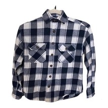 Indigo Thirty Boys flannel plaid navy blue/white long sleeve shirt Small - $10.70