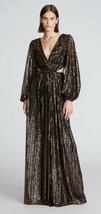 Halston Women&#39;s Black &amp; Gold Madelyn Sequin Side Cutout Gown - NWT - Size 8 - £156.42 GBP