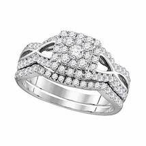 14kt White Gold Womens Round Diamond Split-shank Bridal Wedding Engagement Ring  - £884.04 GBP