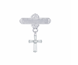 Sterling Silver April White Crystal Birthstone Cross Bar Pin - £47.95 GBP