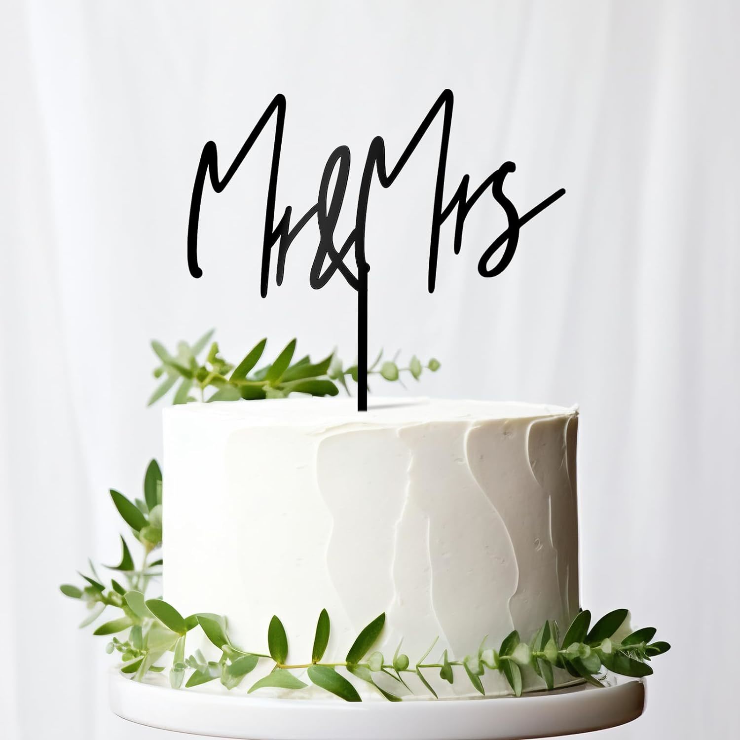 Mr &amp; Mrs Black Wedding Cake Topper (Design 02) - $41.94