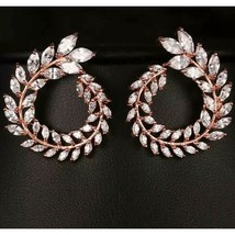 14k Rose Gold Plated Silver Cuff Stud Earrings w/ Simulated Diamond - $212.73