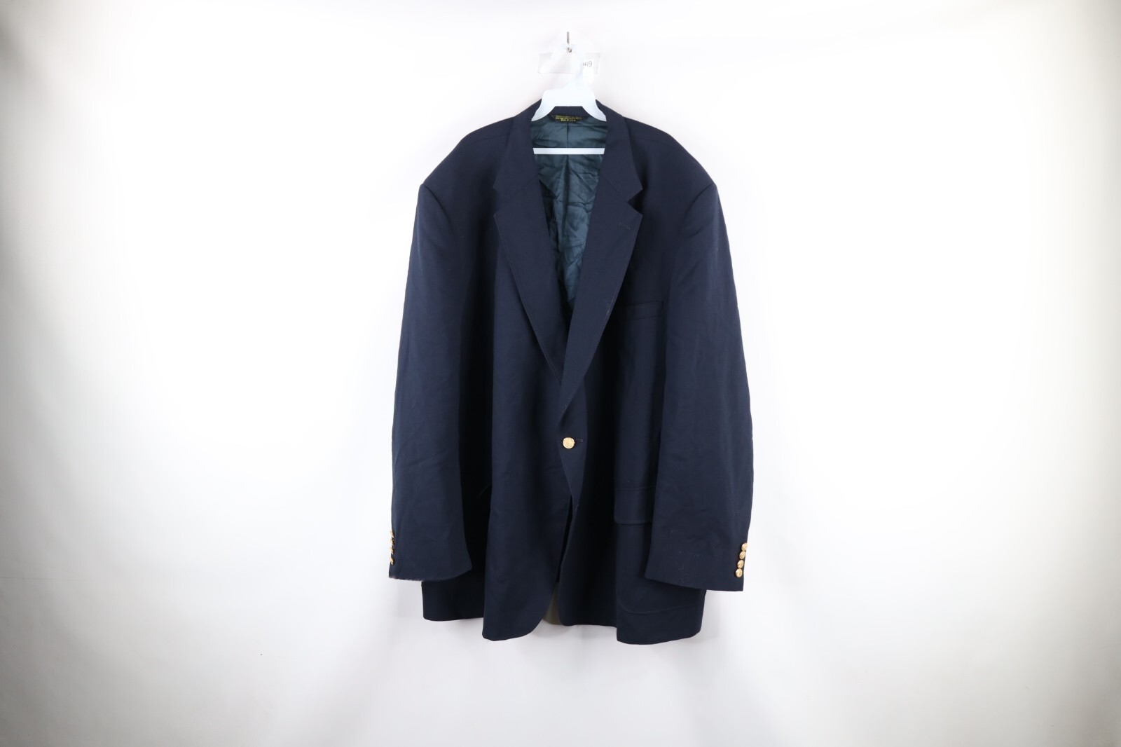 Vintage 70s Streetwear Mens Size 58L Distressed Wool Suit Jacket Navy Bl... - £29.75 GBP