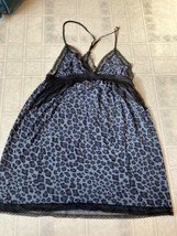 Victoria&#39;s Secret Large Knit nightGown Black Cheetah racerBack Adjustabl... - £22.82 GBP