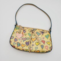 Vtg Dooney Bourke Pink Heart Crayon Scribble Bag 90s Leather Trim Discontinued - £37.31 GBP