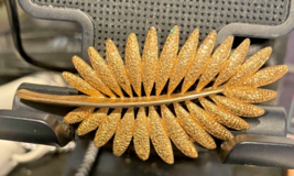 Vintage Signed Monet Gold Tone Brooch Leaf Design - $38.62