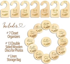 Wooden Baby Monthly Milestone Cards Wooden Baby Closet Dividers 20 Piece Set - £18.66 GBP