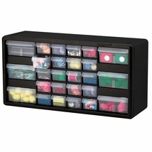 Black 26 Drawer Plastic Storage Cabinet Garage Organizer Arts Crafts Small Parts - £85.35 GBP