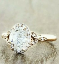 14k Gelb Vergoldet 1.75 Oval Künstlicher Diamant Halo Ehering Verlobungsring - £164.68 GBP