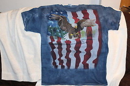 Flying Eagle American Flag Forest Outdoor Tye Dye T-SHIRT Shirt - £9.60 GBP