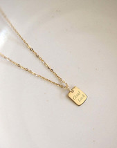 14ct Solid Gold &#39;Good Luck&#39; Plate Charm Necklace,  14K Au585, chain, gift - £152.16 GBP