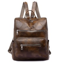 New Fashion Retro Multifunction Backpack Women Plaid Leather Backpack Lady Small - $32.80