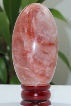 Pietra Cristallo Quarzo Ematoide Rosso Lingam Decorazione Guarigione... - $216.99