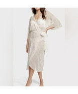 Victoria&#39;s Secret White Sheer Long Floral Embroidered Robe Size XS-S - $28.05