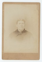 Antique Circa 1880s Cabinet Card Lovely Older Woman In Black Dress and Brooch - £7.46 GBP