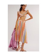 New Free People As It Was Midi Skirt Set $168 MEDIUM Orange/Blue Crop Top - $1,701.83 MXN