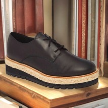 $225 NIB Eileen Fisher Everly Derby Leather Shoes 8 1/2 Platform 8.5 Wed... - £117.61 GBP